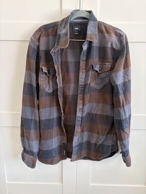 Vans Brown and Gray Plaid Flannel Shirt Jacket